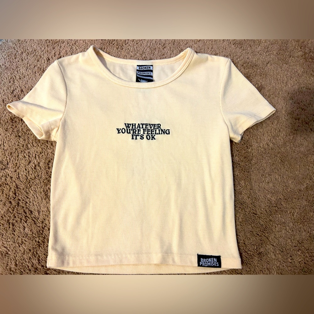 Broken promises cream crop tshirt